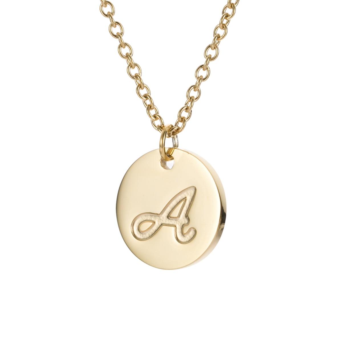 oNecklace ® Large Gold Monogram Necklace Gold Plated 1.5″ Monogrammed Pendant 
