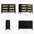 thumbnail image 6 of DWVO Natural Rattan 6 Drawer Dresser-Wooden Black Boho Double Dresser Chest of Drawers with Golden Handles-Modern Large Closet Dressers Storage Cabinet for Living Room/Hallway/Entryway, 6 of 13