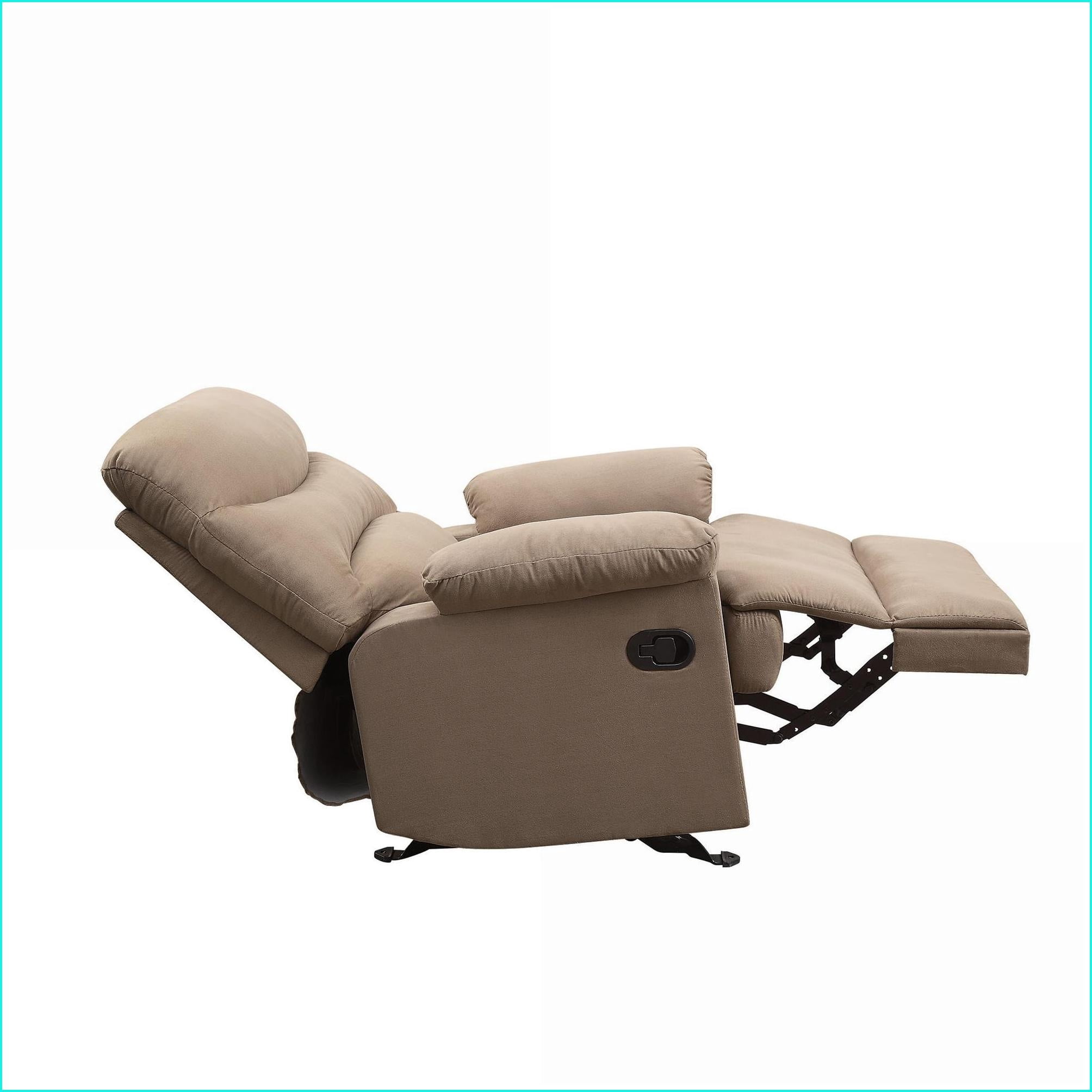 Recliners, Casual Tan Brown Microfiber with Pillow Top Armrest | External Latch Handle, Memory Foam