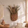 thumbnail image 6 of Indoor Wooden Hanging Basket, Wall Decoration Storage Basket, Hand Woven Solid Wood Chips Flower Arrangement Wall Decor With Hanging Rope For Kitchen Entryway Bathroom, 6 of 7