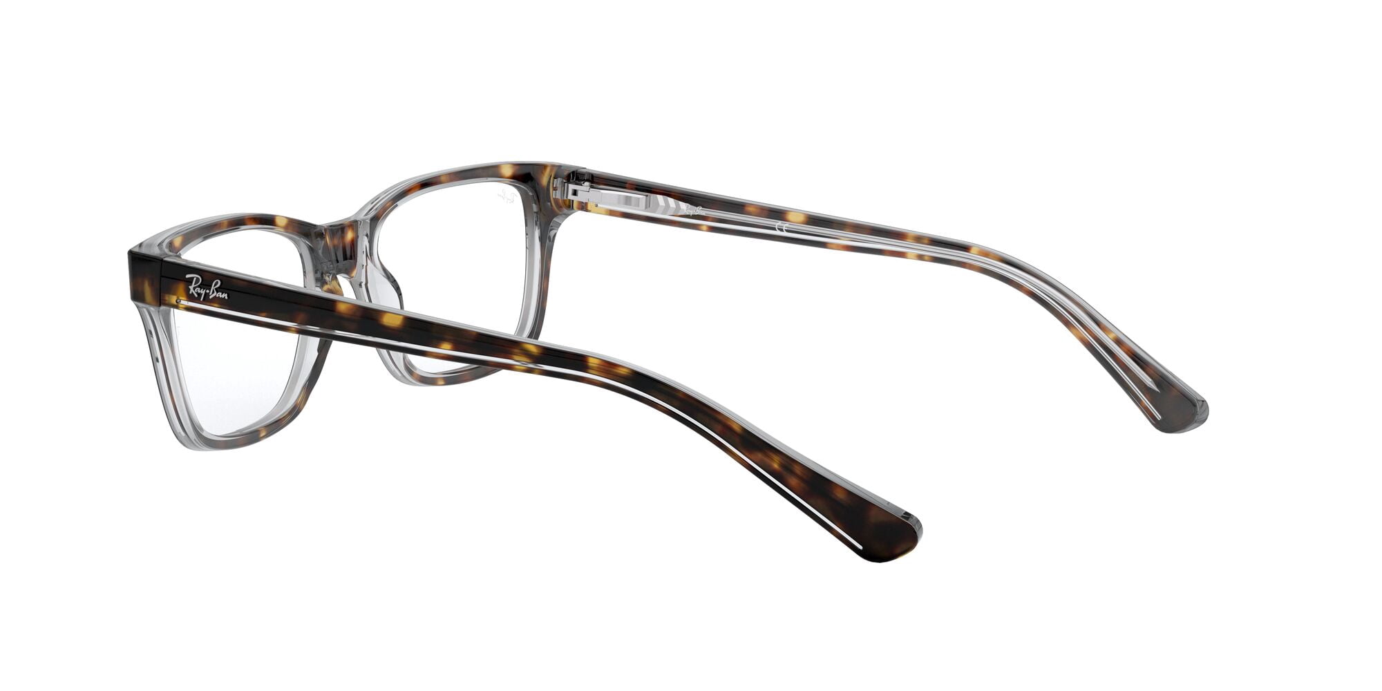Ray-Ban Youth Size 48 0RY1536 Prescription Eyeglasses with Case, Dark Havana on Transparent/Demo Lens