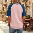 thumbnail image 4 of Dresfit Womens Tops Denim Short Sleeve Crewneck Shirts 2026 Summer Waffle Knit Outdoor T Shirt Color Block Plus Size Ralgan Baseball Shirt 2XL, 4 of 7