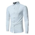 thumbnail image 1 of pstuiky Camisas casuales de manga larga para hombre, Camisas casuales de manga larga con cuello vuelto y botones lisos para hombre Tops de hombre l, 1 of 4