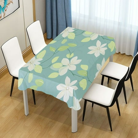 

60x60 Inch Tablecloth Polyester Square Tablecloth for Home Kitchen Dinner Decor Pastel Green Flowers