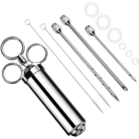 

60ml BBQ Roasting Syringe with 3 Needles Marinating Syringe Stainless Steel Meat Syringe Marinade Syringe Spice Syringe Kitchen Helper for Beef Meat Chicken Pastries with Jam FDA Ce