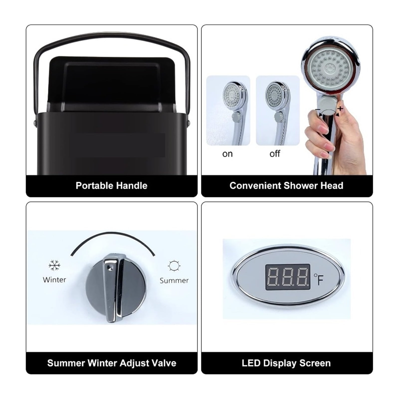 Portable Water Heater Propane Tankless - 6L RV On Demand Hot Gas Outdoor Digital Display Water Heater For Camping ,Safety Protections