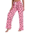 thumbnail image 3 of Wovilon Women's Heart Print Drawstring Relaxed Fit Pants, Soft Stretch Wide Leg Trousers with Pockets, Casual Comfortable Bottoms for Home and Everyday Wear, 3 of 4