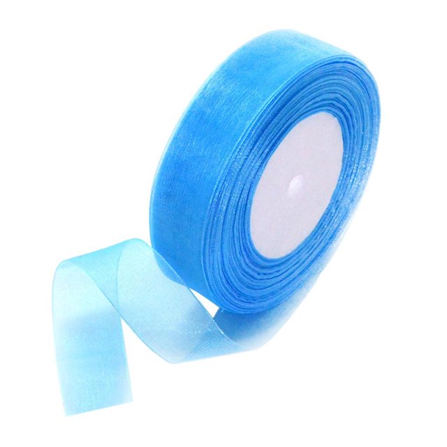 Cinta de Organza de 50 Yardas, Adorno de Cinta de Poliéster Brillante para Lazos para El Cabello, Manualidades de Bricolaje, Envoltura de Regalos, Fab Azul Macarena Cinta de satén transparente de poliéster