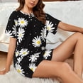 thumbnail image 6 of Bingfone Daisies Flowers Print Pajamas Sets for Women Soft Short-Sleeved Pjs with Lounge Shorts Two Piece Sleepwear, 6 of 8