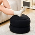 thumbnail image 3 of Tcbosik Teddy Velvet Macaron Ottoman with Storage, Black Plush Round Footrest & Extra Seat, 15" Dia x 11.8"H, Multi-Use Stool for Home, 300 lbs Weight Capacity, 3 of 7