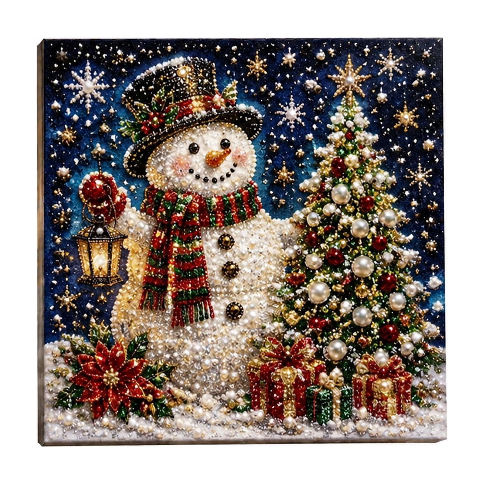 DIY Christmas Pearl Painting Art Kit Christmas Pearl Beads Art Craft Set Gemstone Dots Beads for Holiday Christmas Wall Decor Decoration Gift,A