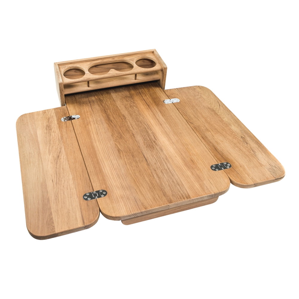 Whitecap 61392C Teak Cockpit Table with Folding Leaves and Four Drink