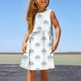 thumbnail image 2 of Little Girl Dresses Cute Round Neck Spring and Summer Printed Fashion Sleeveless Casual Teen Girl Dresses Blue 8-9 Years, 2 of 4