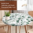thumbnail image 5 of Watercolor Leaf Round Fitted Table Cover Eucalyptus Leaves Green Botanical Waterproof Table Cloth with Elastic Edge Wipeable Tablecloth for Picnic Camping Party Fits 45"-54" Diameter, 5 of 8