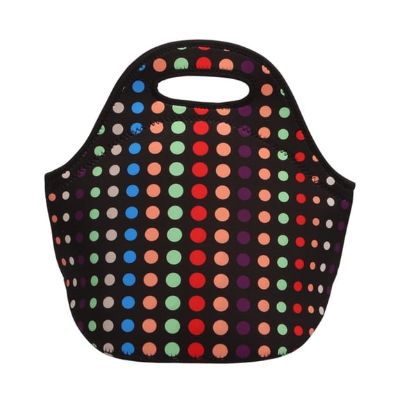 Insulated Lunch Bag for Women Men, Reusable Work Outdoor Picnic Bag, Waterproof Lunch Tote with Handle, Food Storage Bag for Office, School, Travel Small Colorful Circle