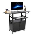 thumbnail image 1 of Av Cart With Lockable Cabinet, Height Adjustable 24-42", Non-Slip Mat, 100 Lbs Capacity, Mobile Workstation With Additional Storage, 1 of 7