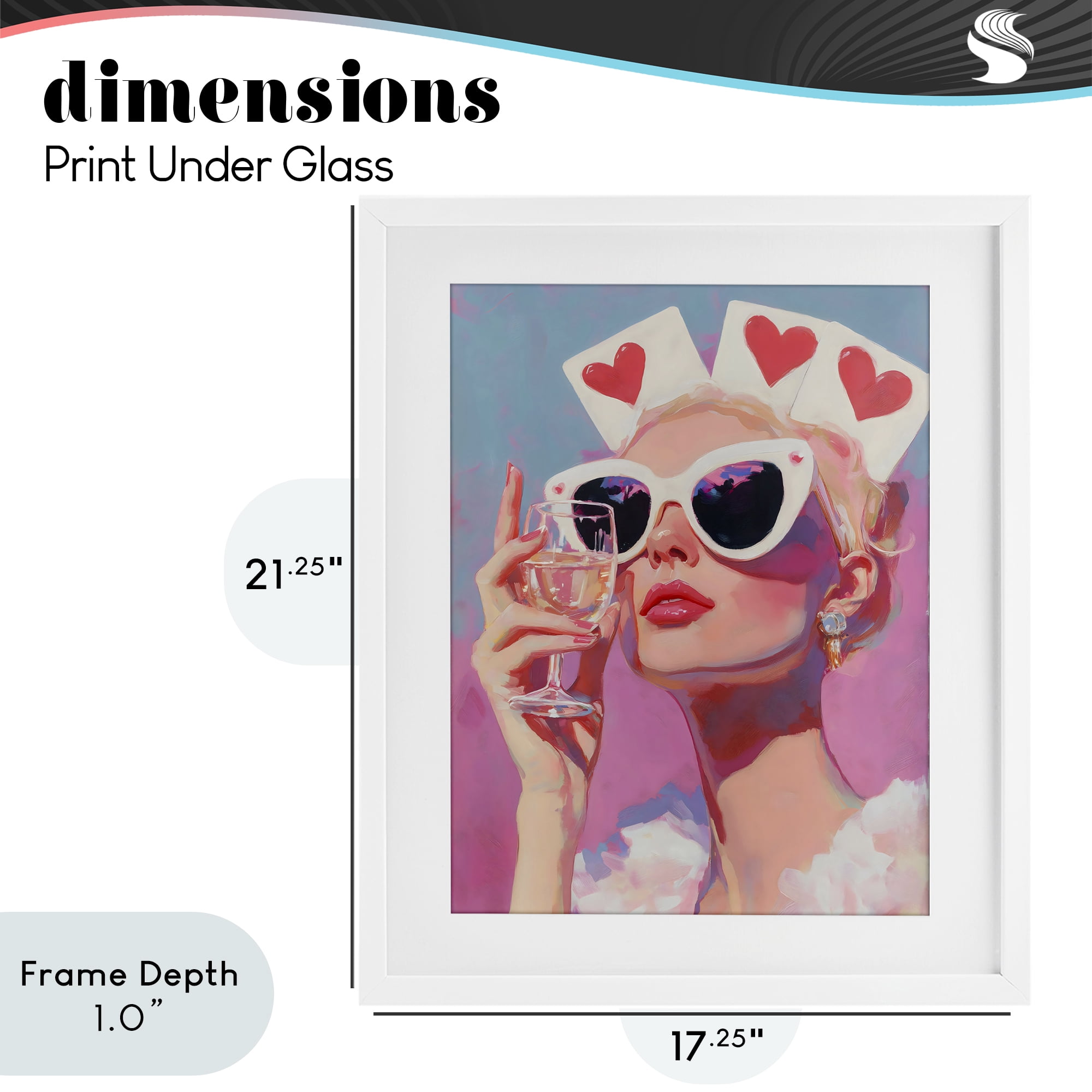 Stupell Industries Queen of Hearts Retro Glam White Framed Print Under Glass, design by The Prints Vibe