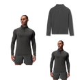 thumbnail image 4 of Men's Fitness Tops Elasticity Slim Fit Quarter Zip Long Sleeved Tops Grey XS, 4 of 8