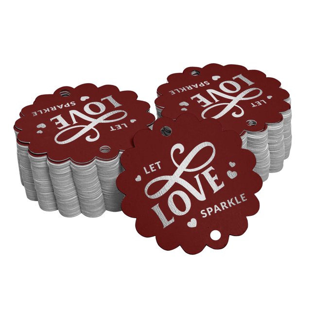 Inkdotpot 50 Pack Real Silver Foil Paper Tags Let Love Sparkle Wedding Favor Hang Tags