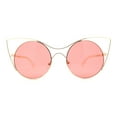 thumbnail image 2 of Womens Round Circle Lens Negative Space Wire Rim Cat Eye Sunglasses Gold - Pink, 2 of 4