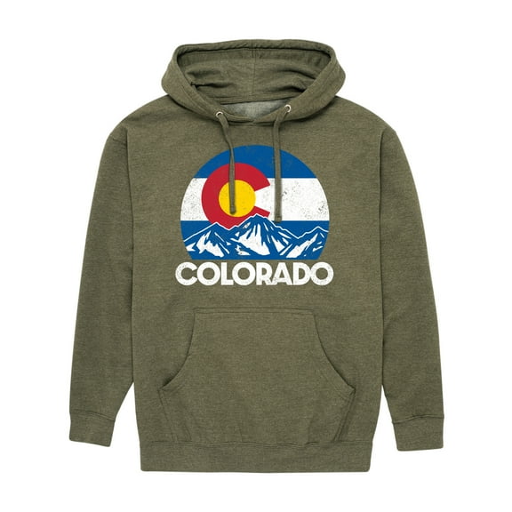 Instant Message - Retro Colorado Flag Mountains - Men's Pullover Hooded Fleece Sweatshirt