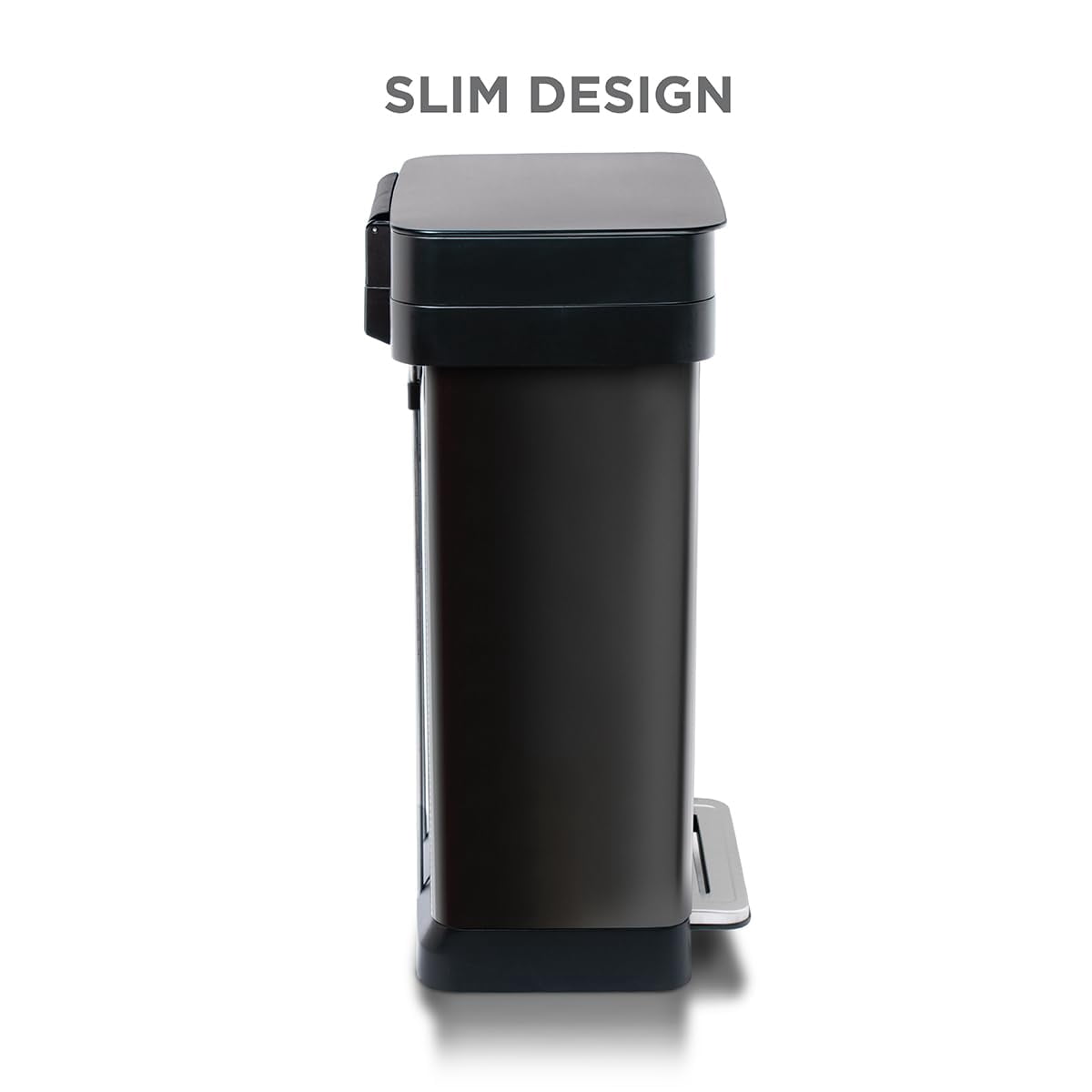 Clorox Trash Can, 13 Gal Stainless Steel Kitchen Garbage Bin with Wide Step Pedal, Black