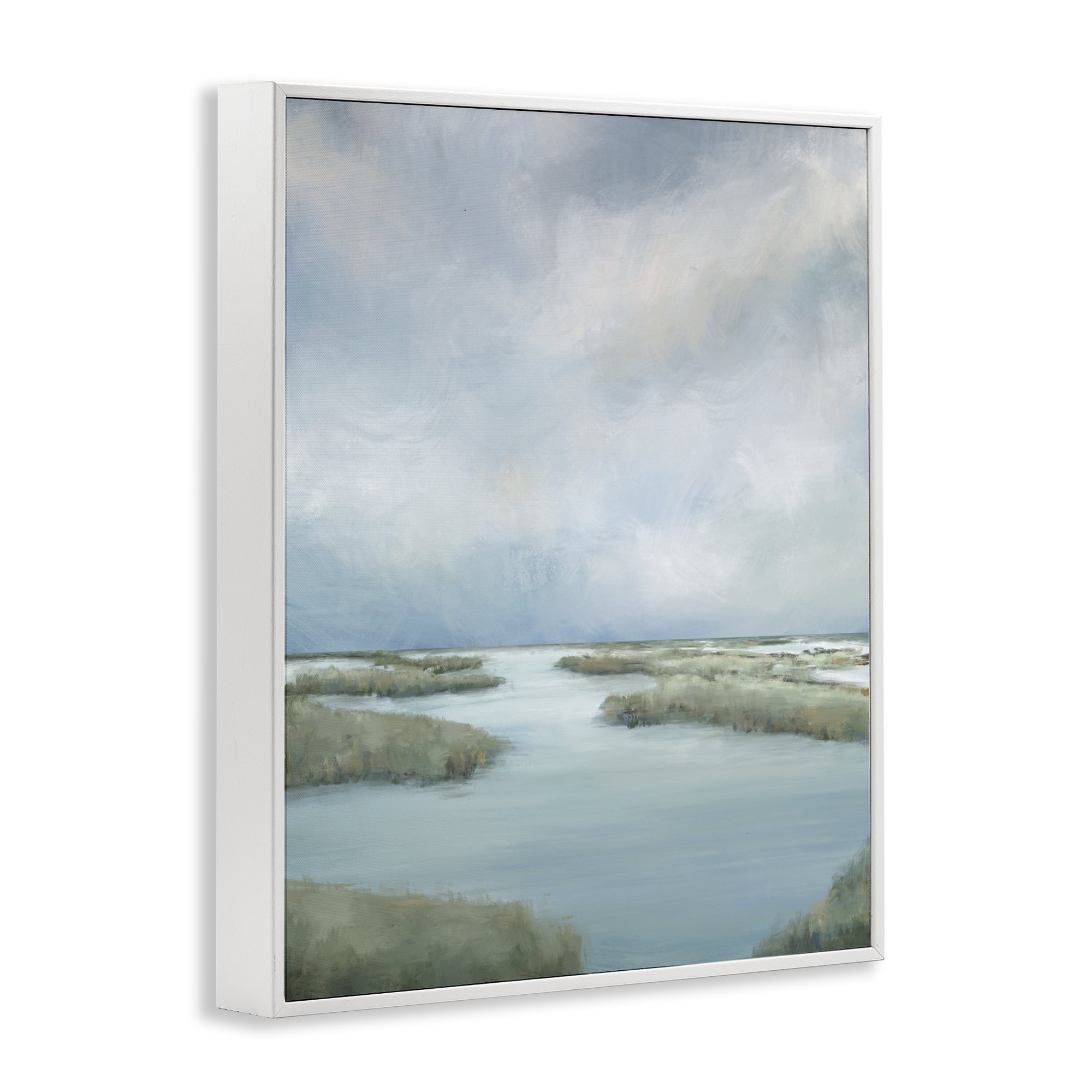 Hazy Marsh Land View White Framed Giclee Art, design by Leah Noel Art
