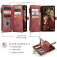 thumbnail image 5 of Allytech Wallet Case for Samsung Galaxy S25 Edge, Card Slots + Cash Slot + Zipper Pocket Large Capacity PU Leather Case with Hand Strap, [All-Round Shockproof] Wireless Charging Kickstand Case, Red, 5 of 9
