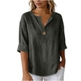thumbnail image 6 of Avtoify Women's Solid Color V-Neck Five- Sleeve T-Shirt Loose Top Round Neck Top/Shirt Short Sleeve Round Neck Top/Shirt, 6 of 8