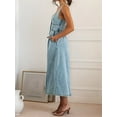 thumbnail image 5 of Women'S Strap Maxi Denim Dress Summer Sleeveless Halter Bodycon Maxi Dresses Light Blue XXL, 5 of 7