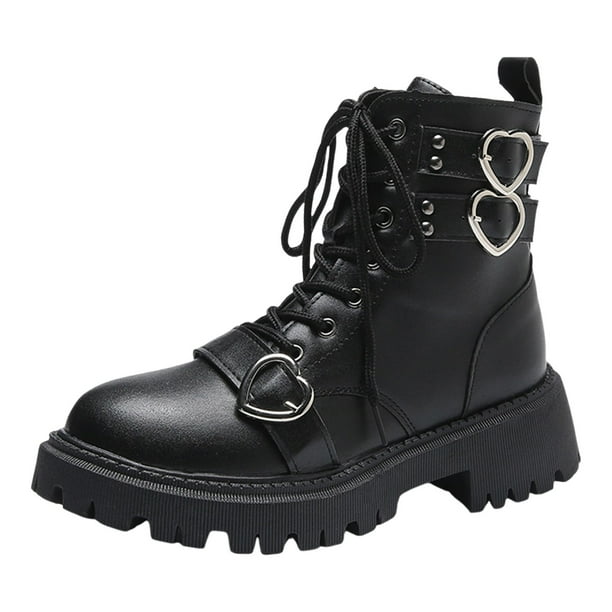 NECHOLOGY Botas Mujer Adulto Femenino Zapatos Botines mujer Botas de mujer de otoño e invierno a juego de colores a la moda con botas con cremallera lateral (Black, 7)