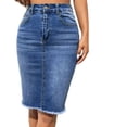 thumbnail image 3 of HLSOHJP Summer New High Elastic Raw Edge Slim Denim Skirt for Women Fashion Skinny Jeans Hip Cover Skirt Casual Ladies Clothing, 3 of 6