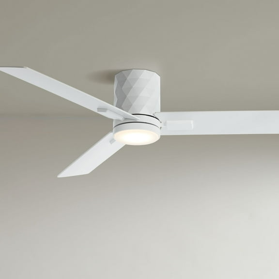 54" Casa Vieja Lex Matte White LED Hugger Ceiling Fan with Remote