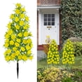 thumbnail image 3 of 19.7 Inch UV-Resistant Artificial Outdoor Shrubs 4 Pack, Conical Flower Trees with Ground Stakes for Patio, Garden, Porch, Indoor Outdoor Decor (Pink), 3 of 8