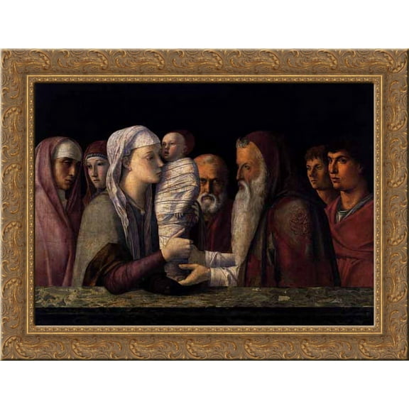 Presentation at the Temple 24x20 Gold Ornate Wood Framed Canvas Art by Bellini, Giovanni