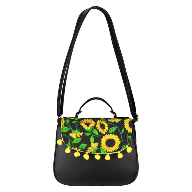 Mariconera para Dama Nueva Imagen Negro Girasoles Sintético