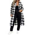 thumbnail image 4 of IUYRTFE Women's Long Plaid Button Down Shirt Jacket Casual Oversized Flannel Coat with Pockets, 4 of 8