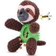 thumbnail image 1 of Juguete de peluche 4 en 1 para perros para el aburrimiento, juguete masticable suave para cachorros con dispensador de golosinas, juguete interactivo chirriante para perros durante 8 semanas de dentición para perros pequeños y medianos (perezoso marrón) Sincero Electrónica, 1 of 5