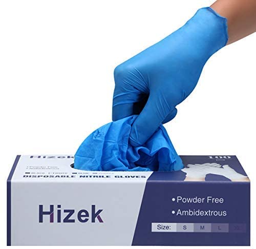 Textured Case of 100 4 mil Powder Free Blue Nitrile Gloves Latex Free Disposable Size Large