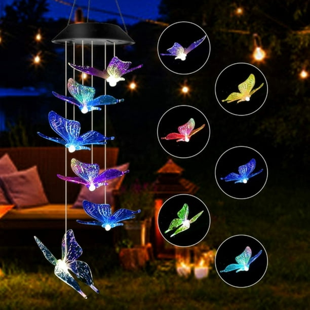 Fiudx Campana de Viento Solar, Luz Led Que Cambia de Color, Minicampanas con Iluminación de Cristal, Ahorro de Energía, Energía Solar, Decoración para Jardín, Patio, Mejora El Espacio Exterior, Diseñ