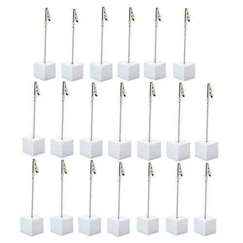 20 Pcs Support de Numéro de Table Support de Carte de Visite Support de Mémo Clip Support de Note Photos Carte Papier Menu Clip (Blanc)