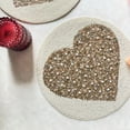 thumbnail image 2 of Set of 2, Valentine's Day special beaded placemat, Peach gold heart shape, round mat, 2 of 4