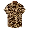 thumbnail image 2 of Button Up Shirt Men Leopard Print Smooth Turndown Collar Shirt Short Sleeve Relaxed Fit Mens Shirts Casual Gold XXL, 2 of 4