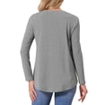 thumbnail image 3 of Top cómodo y elegante de manga larga de cuello redondo INSPIRE CHIC para mujeres, uso diario casual XL gris, 3 of 6