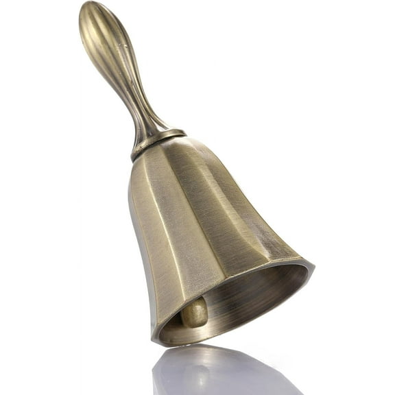 Super Loud Solid Brass Hand Call Bell for Ringing at Wedding, Hand Bells for Seniors Bedside, Teacher Classroom Bell, Dinner Bell, Tibetan Bells, Meditation Bell, Gift for Bedridden Kids Mom