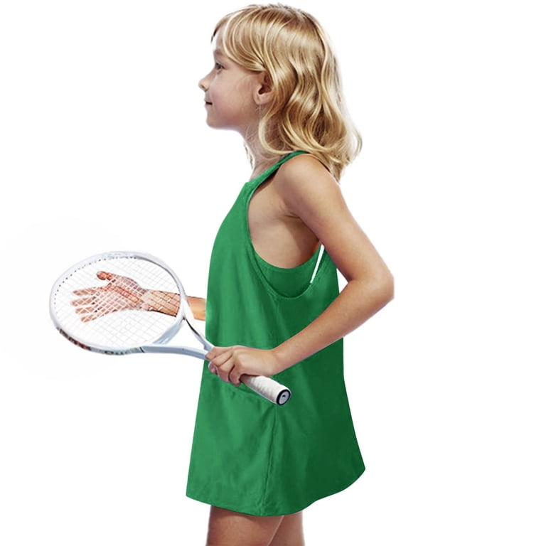 girls green athletic dress Girls Summer Outdoor Solid Color Soft Athletic Dress – Auraquise main image 0