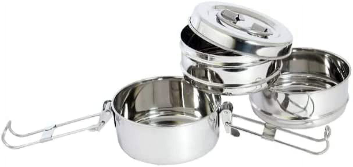 Stainless Steel 3 Food Compartment Lunch Box/Stackable Lunchbox, Food Grade Steel Healthy Lunch Box, (Approx. Capacity - 1500 ML) Pack of 1
