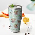 thumbnail image 3 of 30oz Green Highland Cow Flower Pattern Tumblers Stainless Steel Tumbler with Lid and Straw,Vacuum Insulated Double Wall Travel Tumbler Cups Mug with Cleaning Brush for Coffee,Tea, 3 of 7