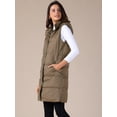 thumbnail image 3 of DARING DIVA Women's Long Puffer Vest Casual Sleeveless Hooded Down Jacket S Coffee, 3 of 6