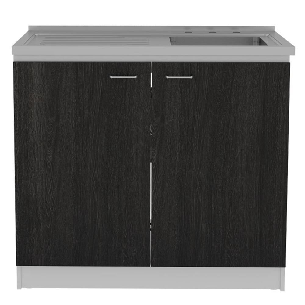 Pemberly Row Engineered Wood Cabinet with Utility Sink in Espresso